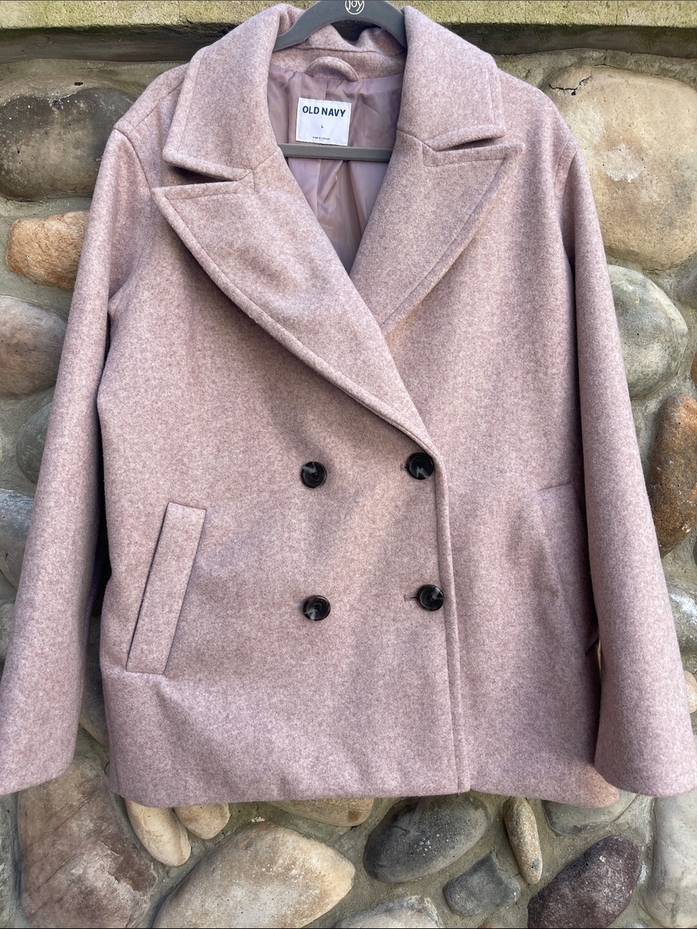 Old Navy Pink Heather Double Breasted Pea Coat Large
